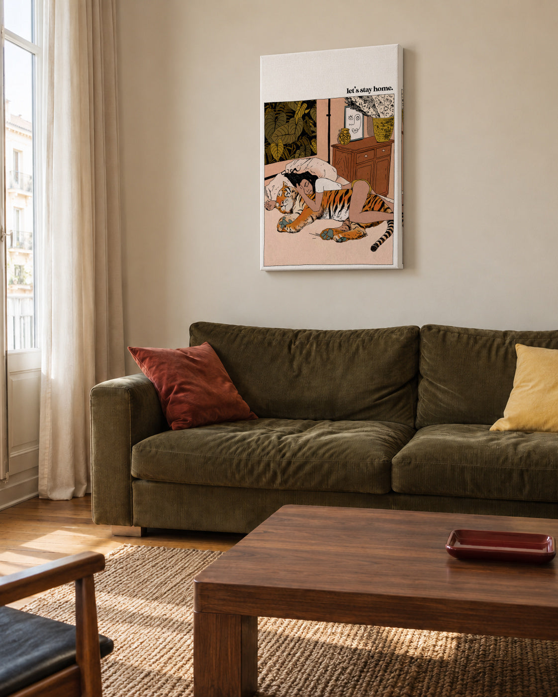 Let's stay home I - Unframed canvas in an interior