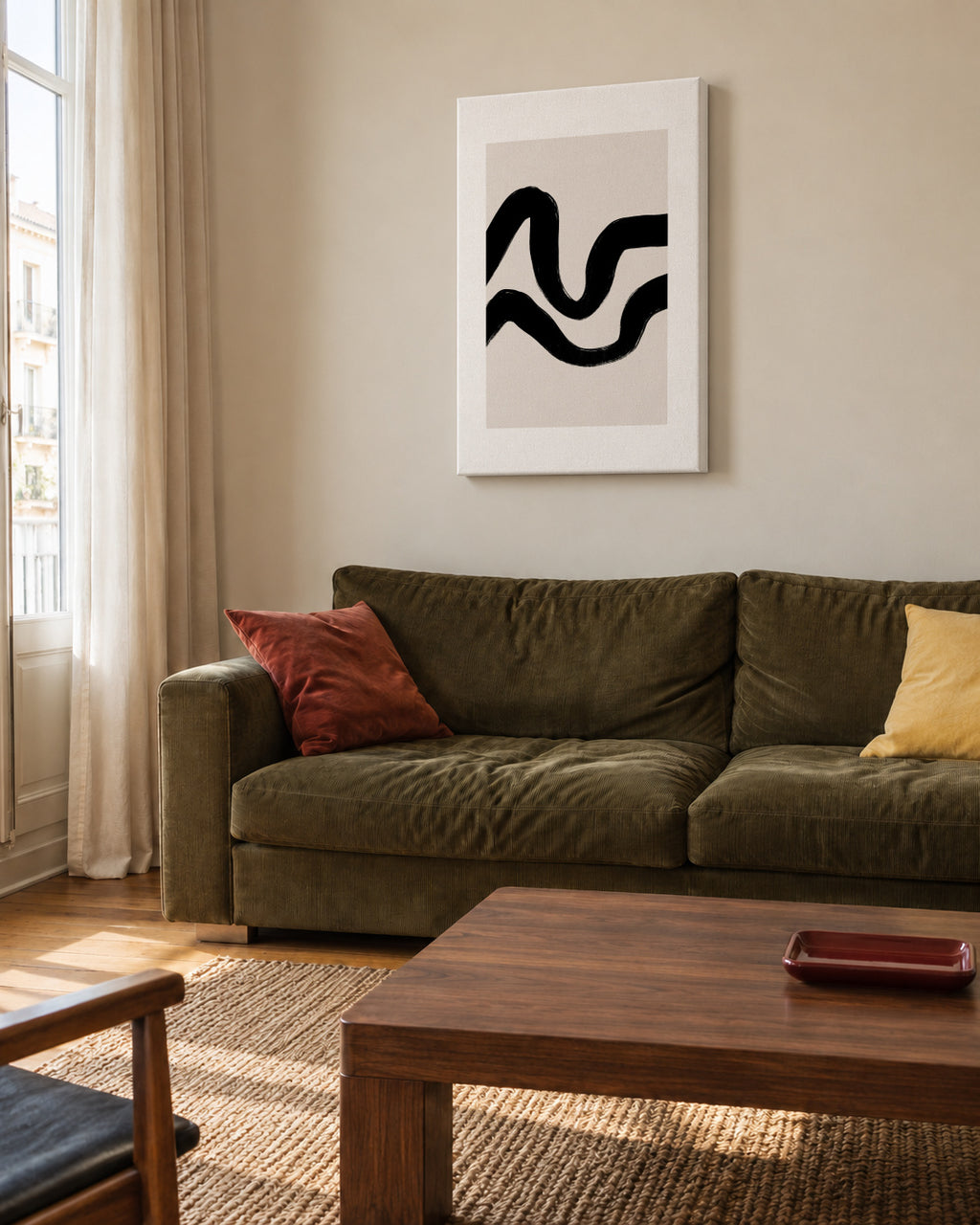 Finding balance - Unframed canvas in an interior
