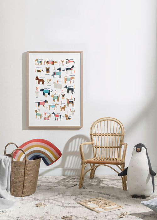 Alphabet Dogs Breed - Framed poster in an interior