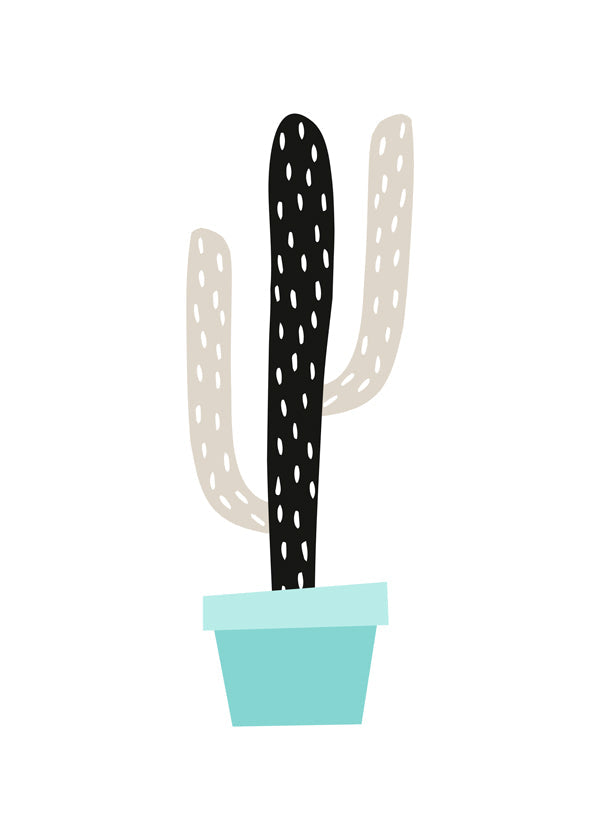 Blue pot cactus print