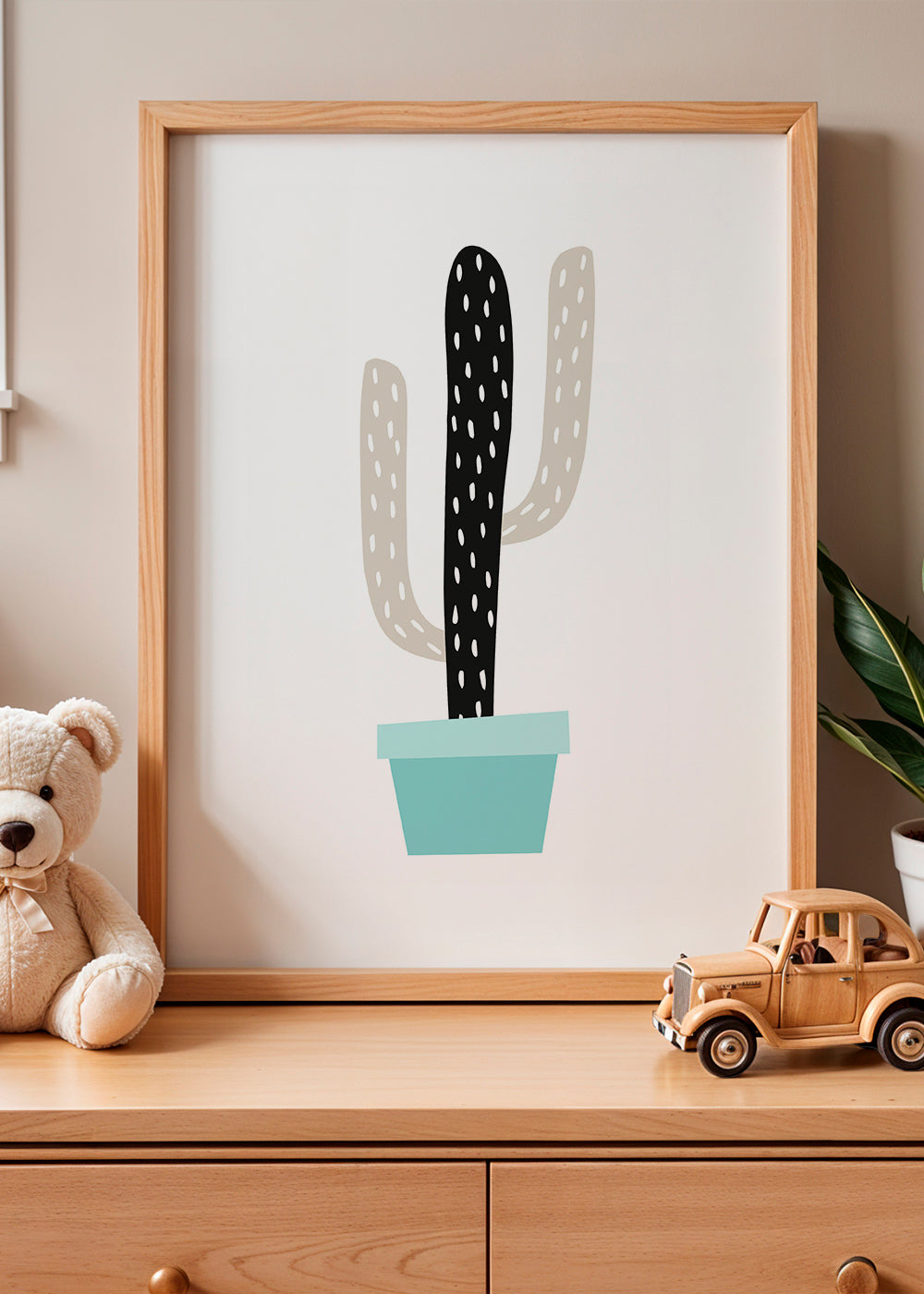 Blue pot cactus print
