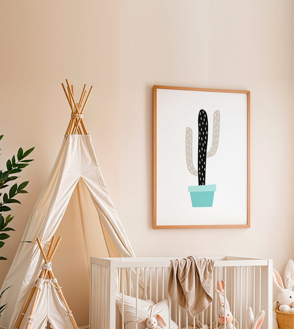 Blue pot cactus print