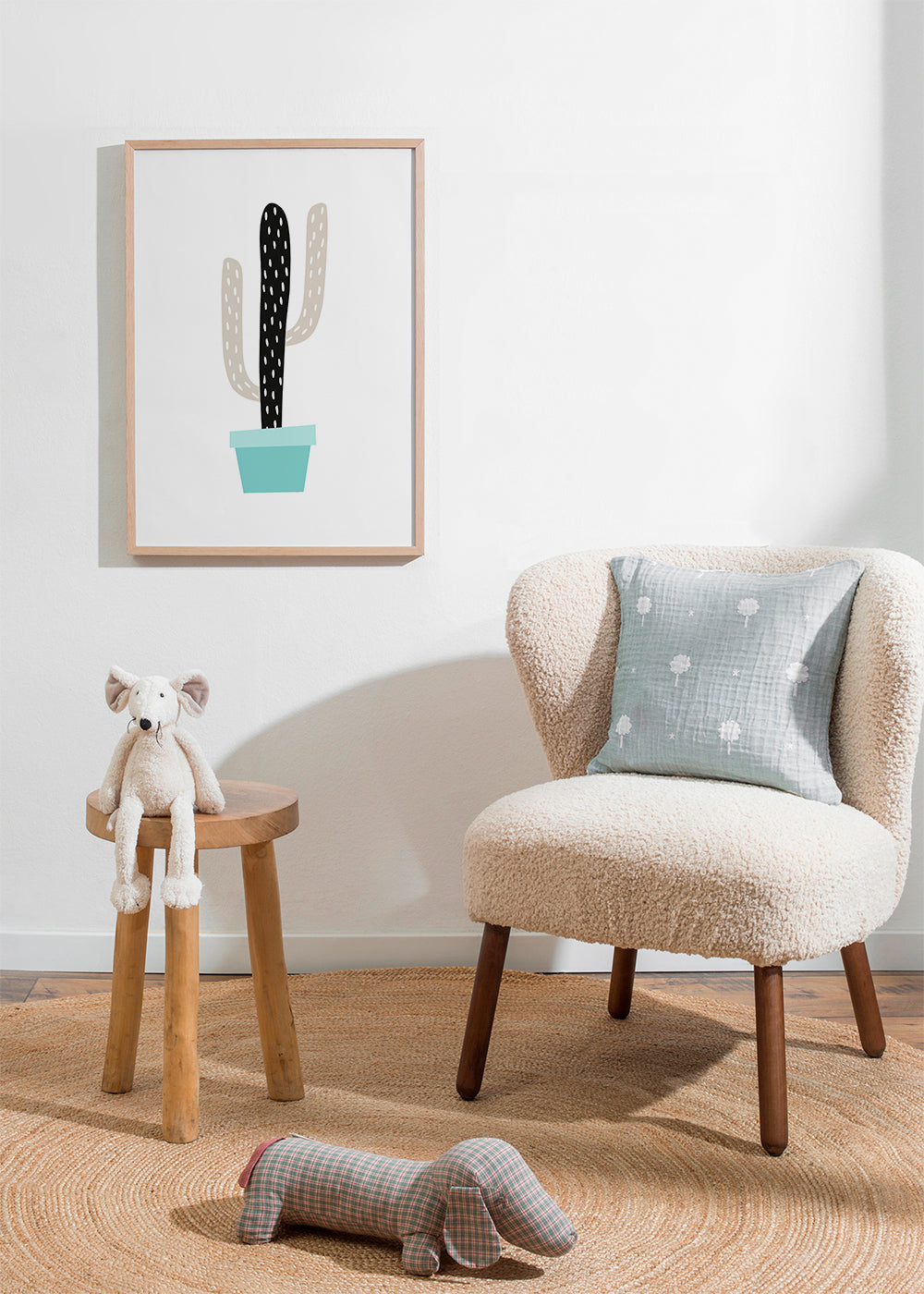 Blue pot cactus print