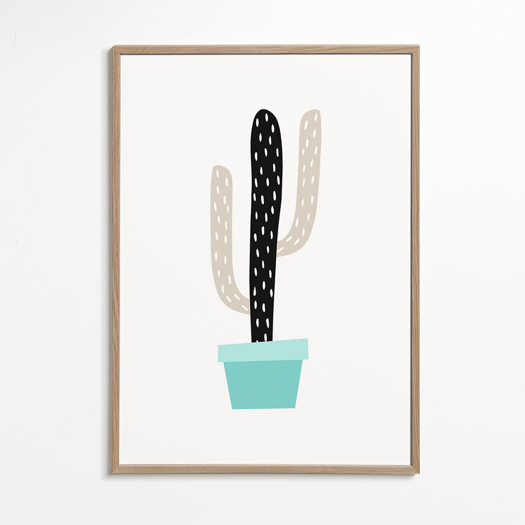 Blue pot cactus print