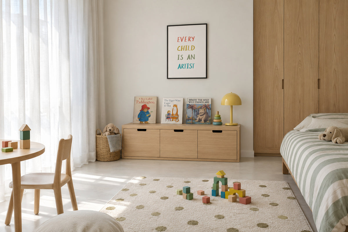 Every child is an artist Quote - Framed poster in an interior