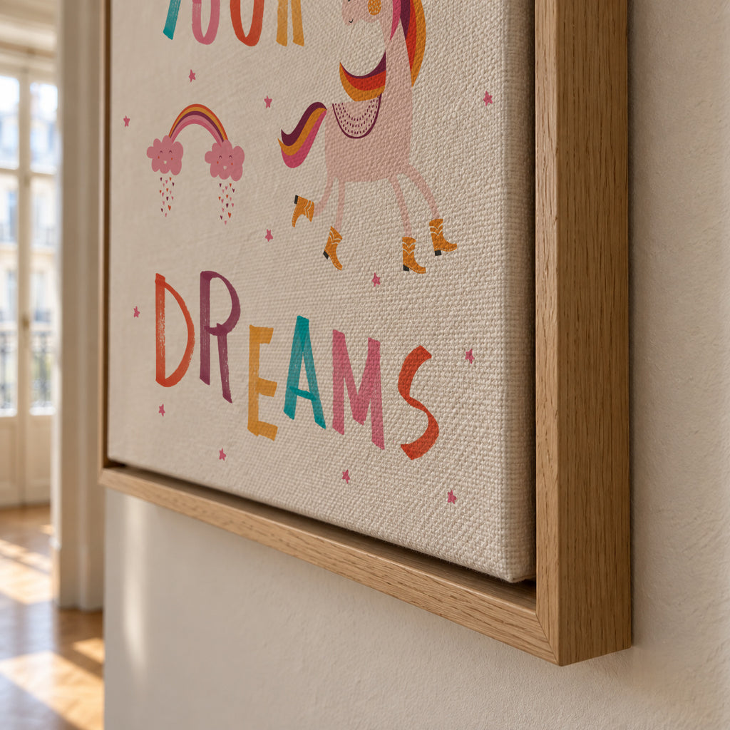 Follow your dreams quote - Framed canvas detail