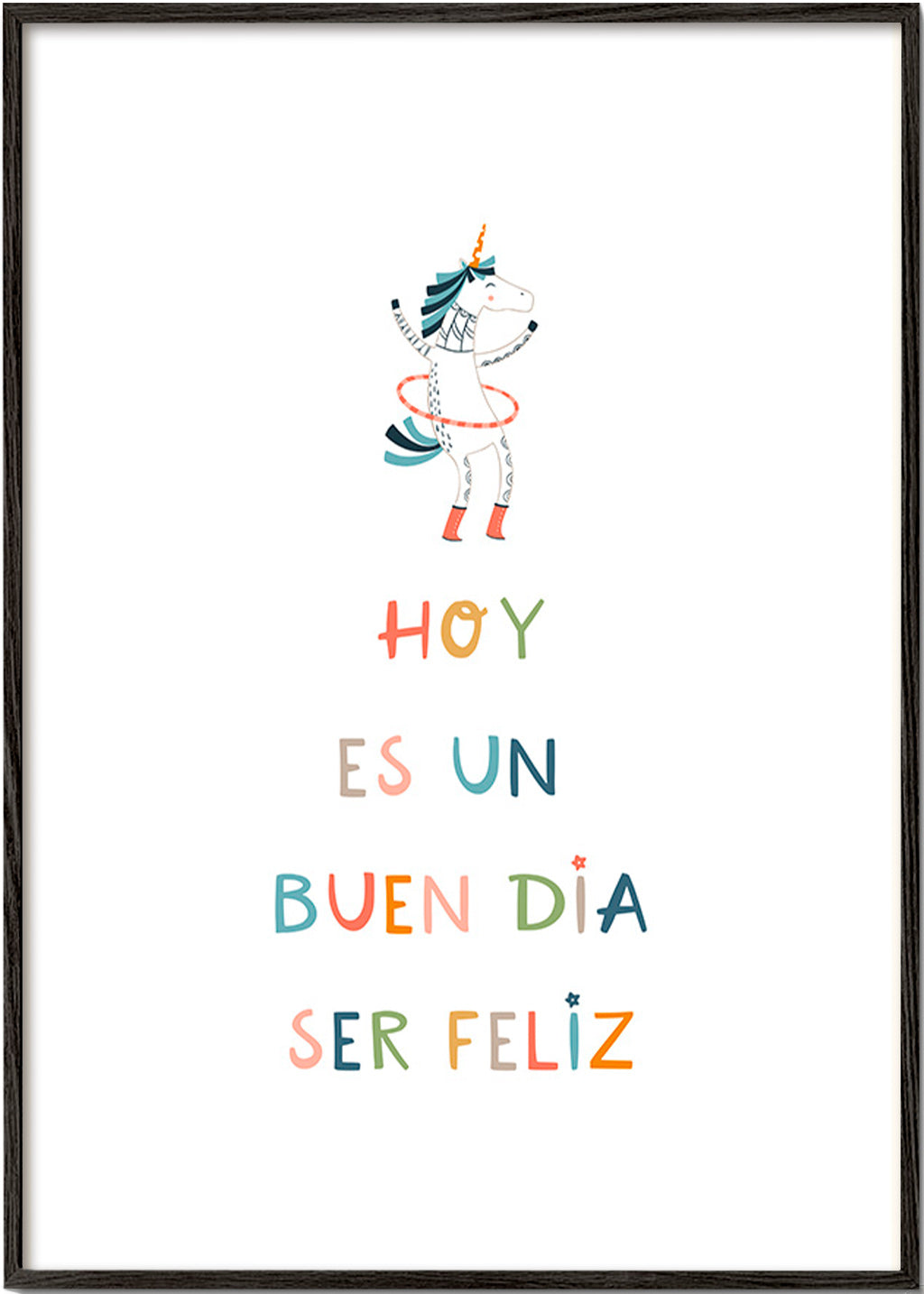 Kids print with unicorn and typographic message