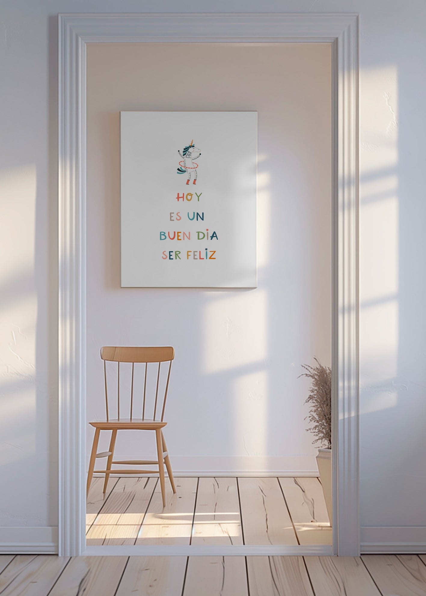 Kids print with unicorn and typographic message