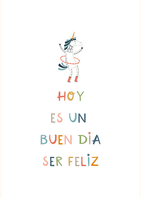 Kids print with unicorn and typographic message