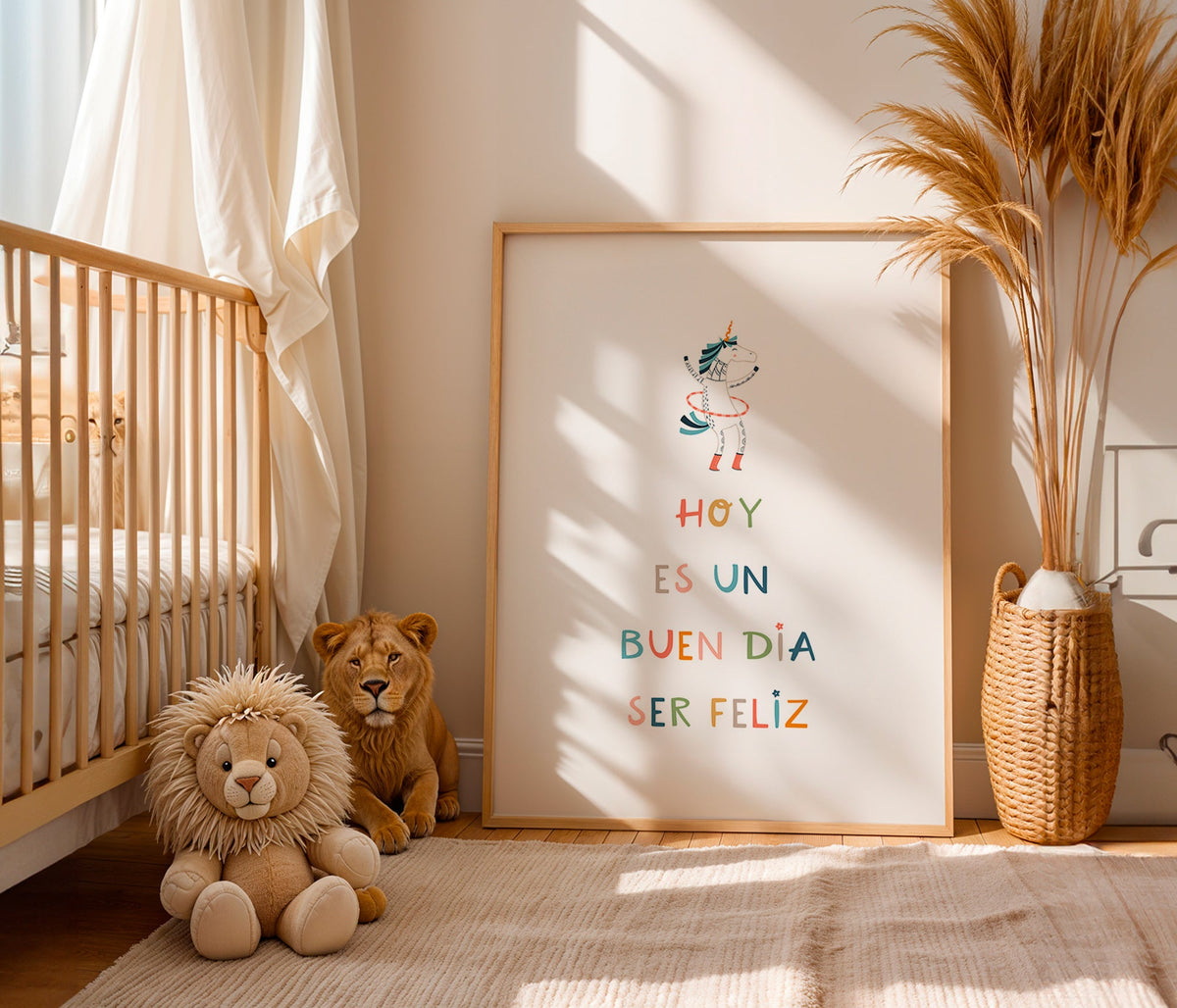 Kids print with unicorn and typographic message