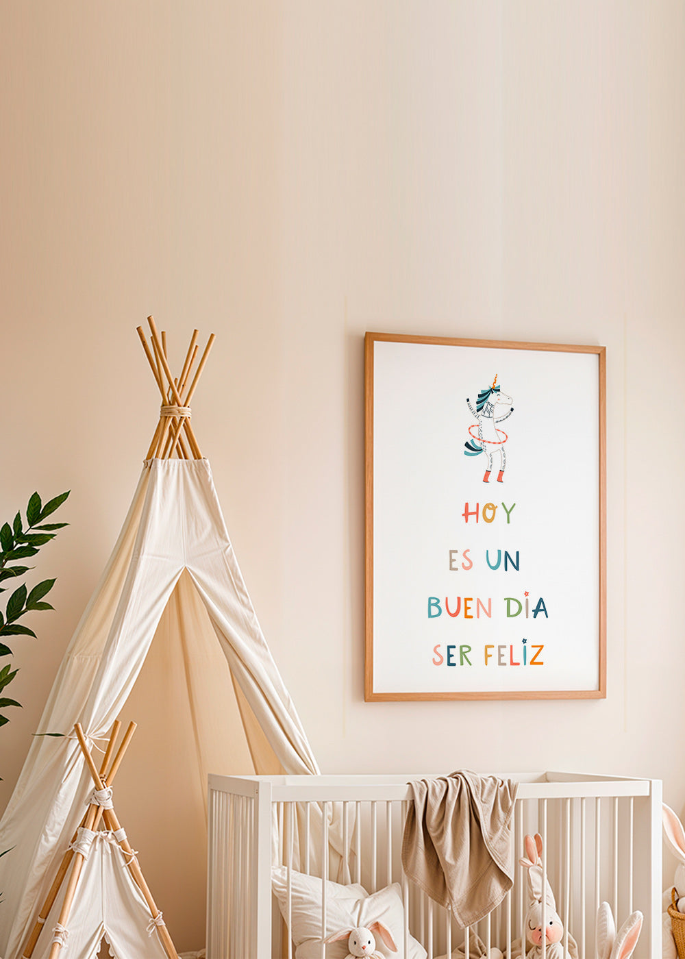 Kids print with unicorn and typographic message