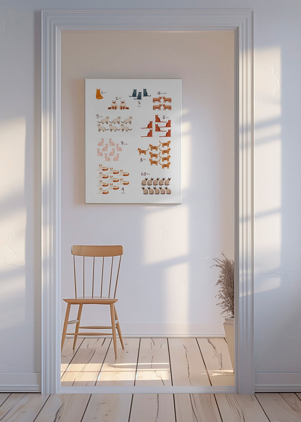 Children's print: numbers with playful cats