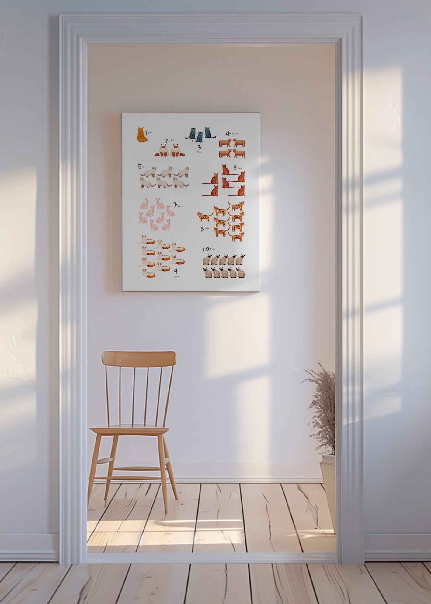 Children's print: numbers with playful cats