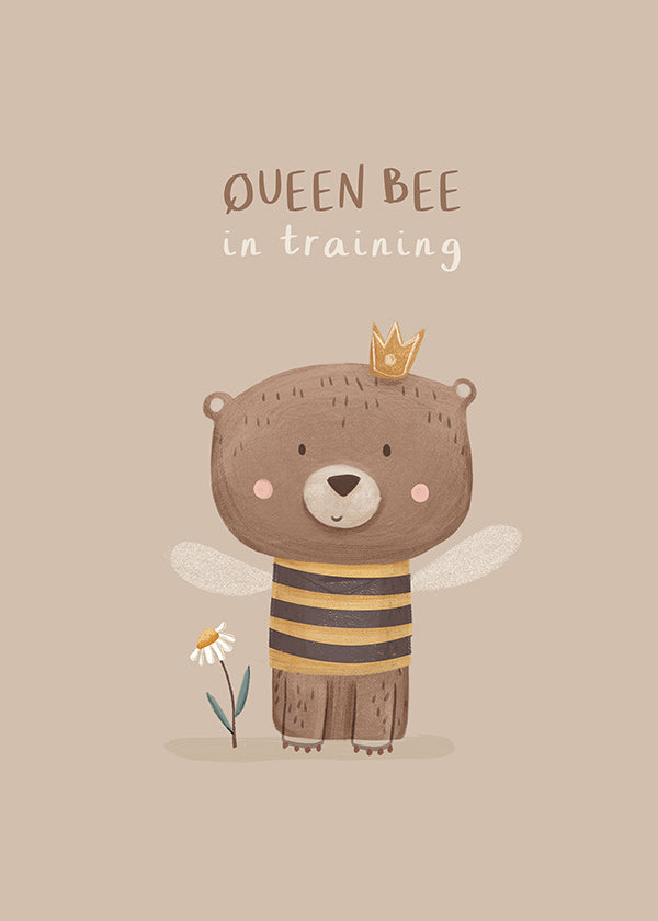 Children's print bear dressed as queen bee