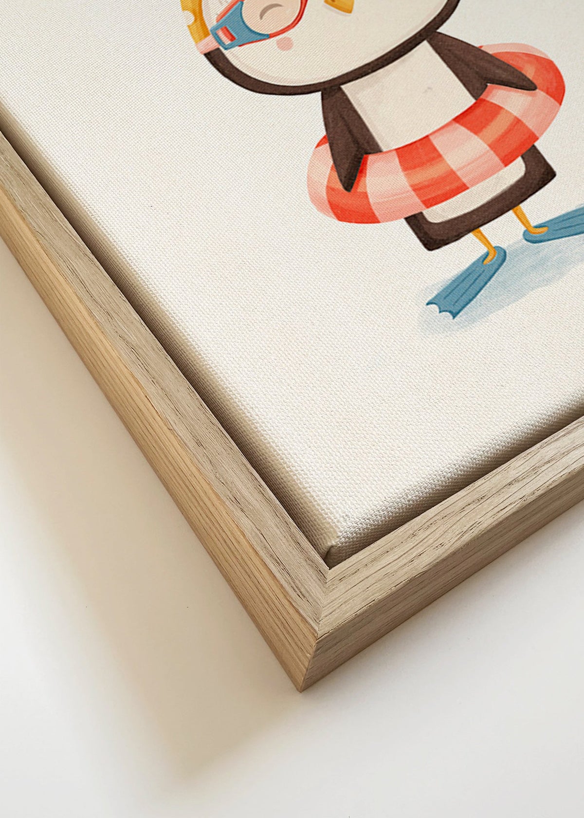 Lámina infantil con pingüino veraniego – Canvas detail