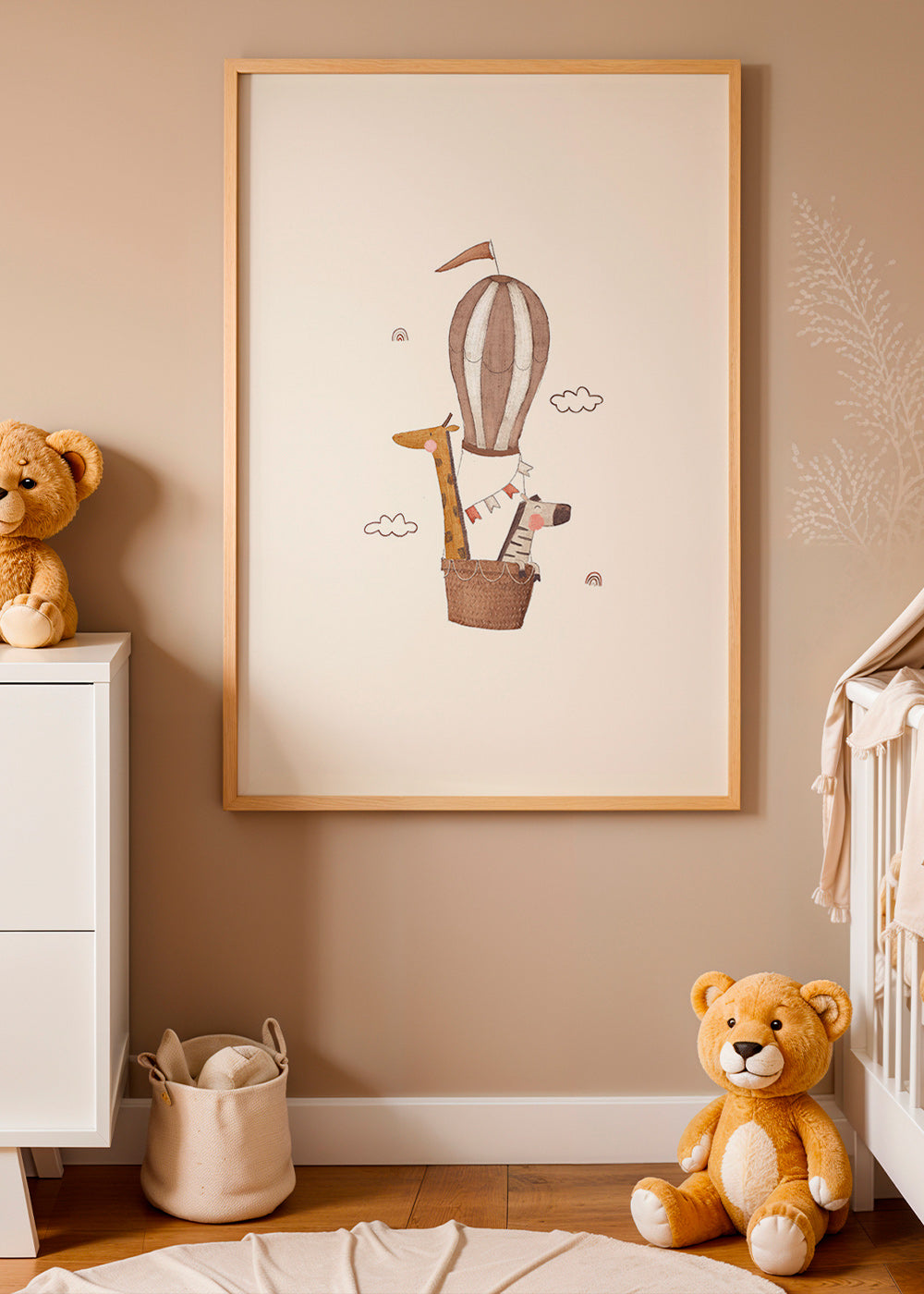 Children's print: giraffe and elephant balloon
