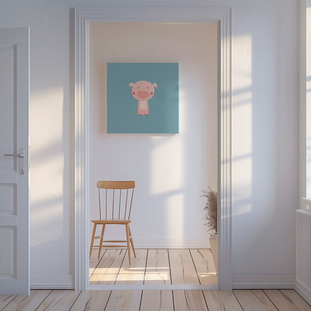 Kids print: centered pink piglet