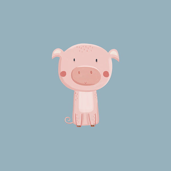 Kids print: centered pink piglet