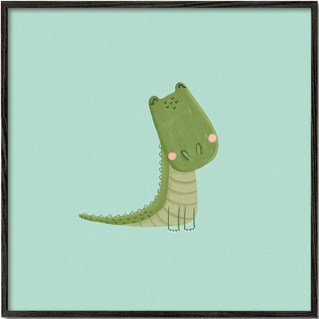 Kids print smiling crocodile on mint background