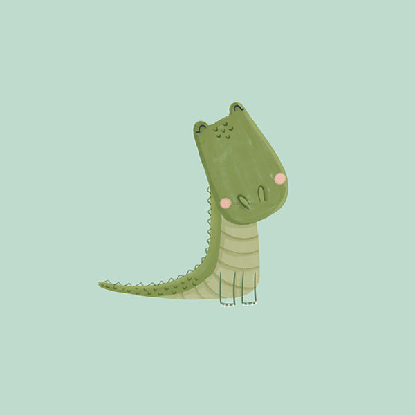 Kids print smiling crocodile on mint background