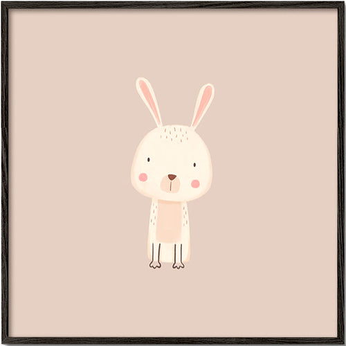 Lámina infantil conejo minimal con fondo beige – Black Frame