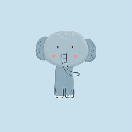 Lámina infantil con elefante azul