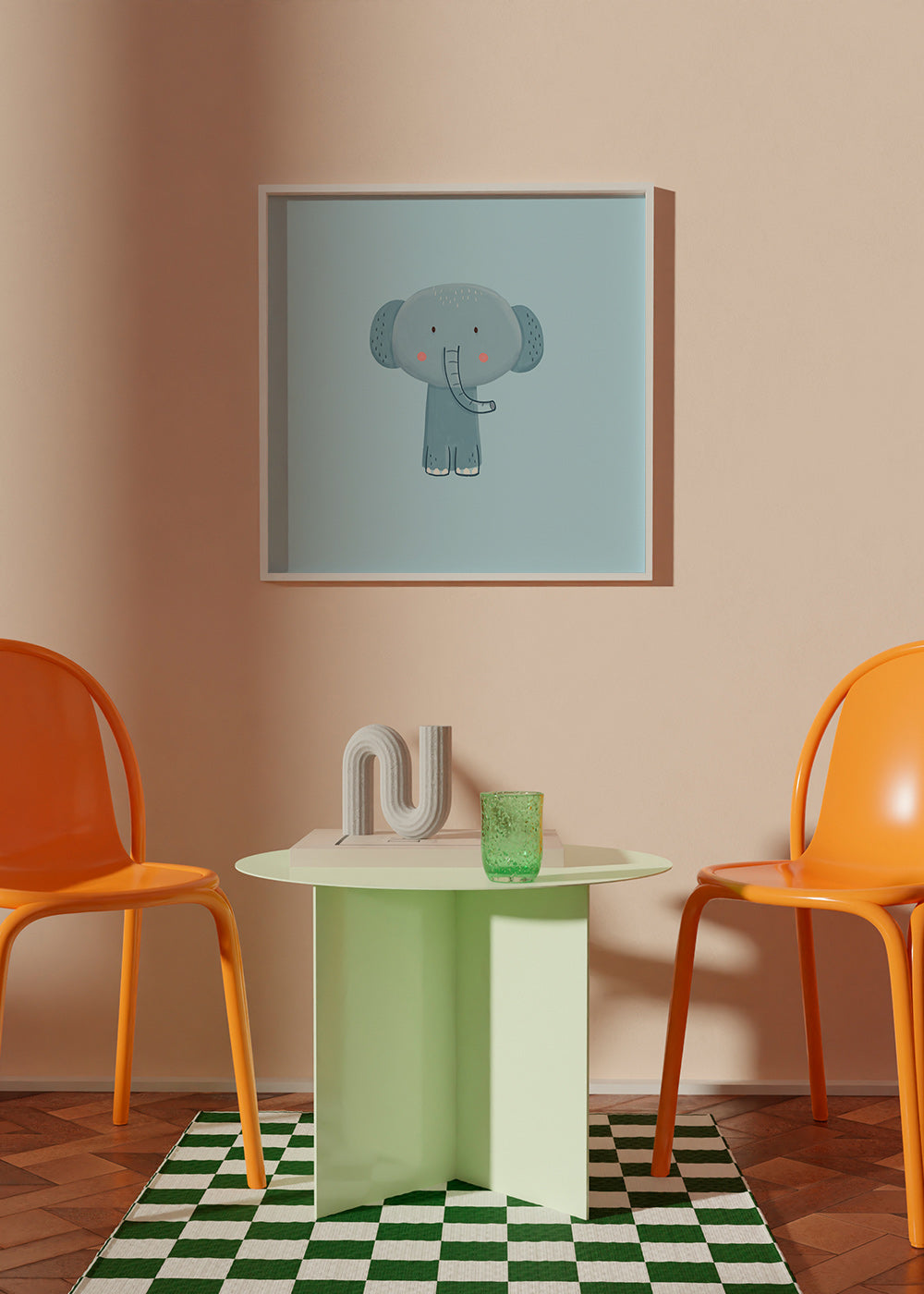 Children's print: cute blue elephant