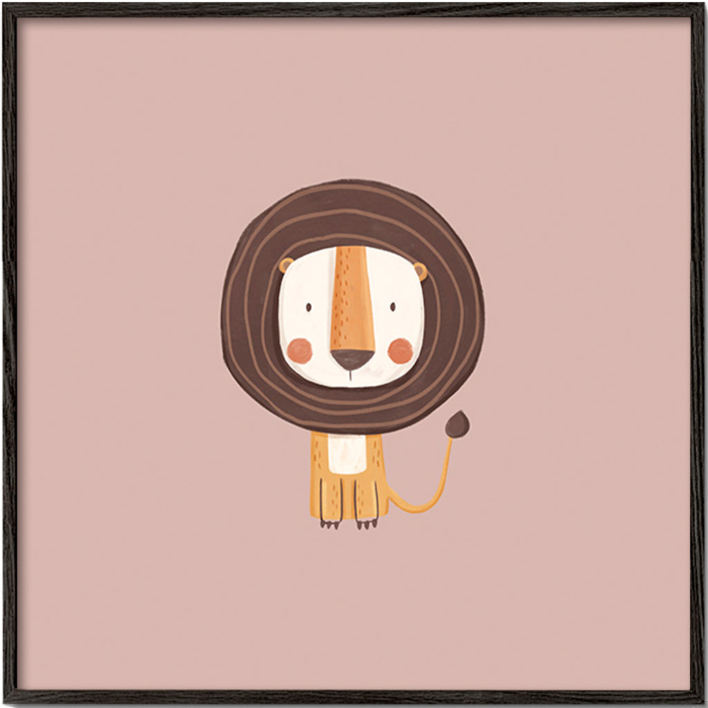 Lámina infantil con león minimalista – Black Frame