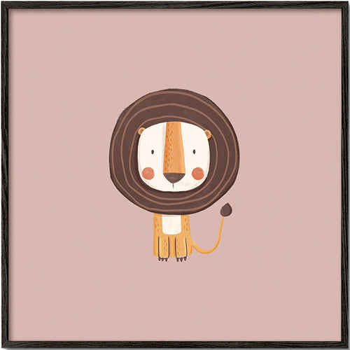 Lámina infantil con león minimalista – Black Frame