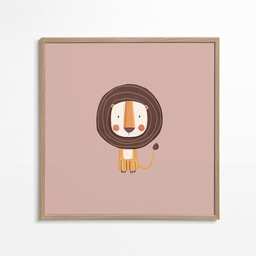 Lámina infantil con león minimalista – Oak Frame
