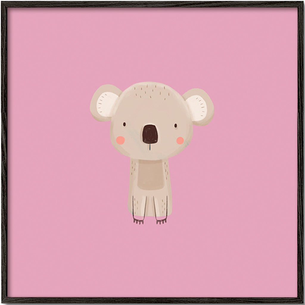 Lámina infantil: koala rosa minimal – Black Frame