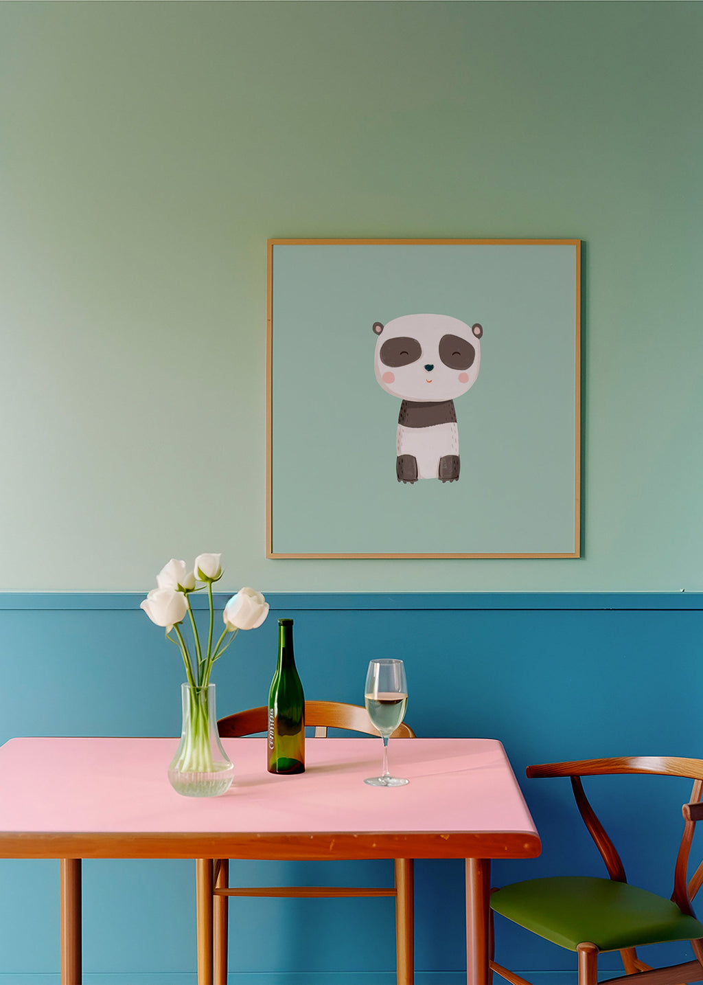 Lámina infantil de panda sonriente sobre fondo mint – Product3