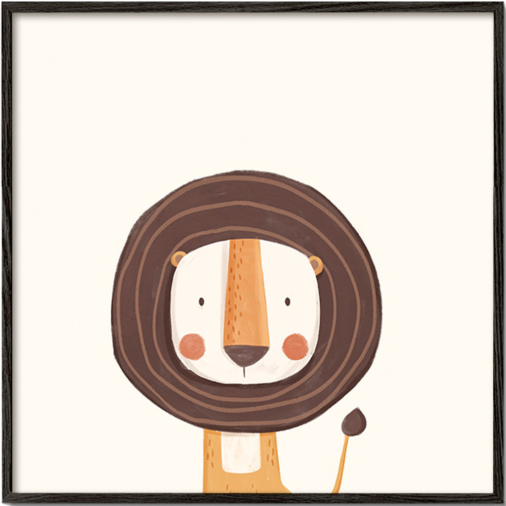 Children's print: smiling lion in a minimal pose