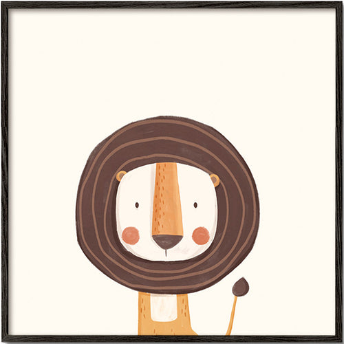 Children's print: smiling lion in a minimal pose