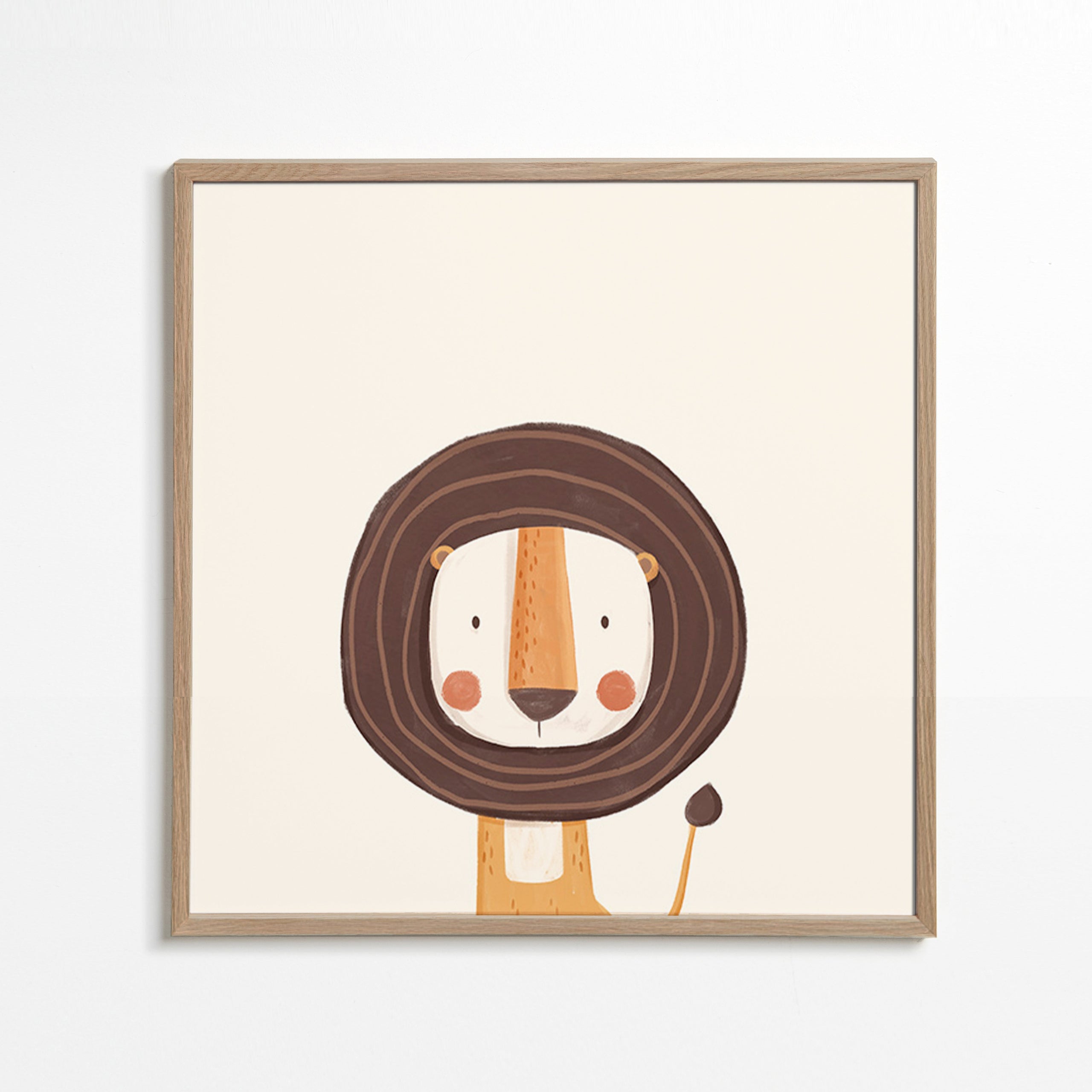 Children's print: smiling lion in a minimal pose