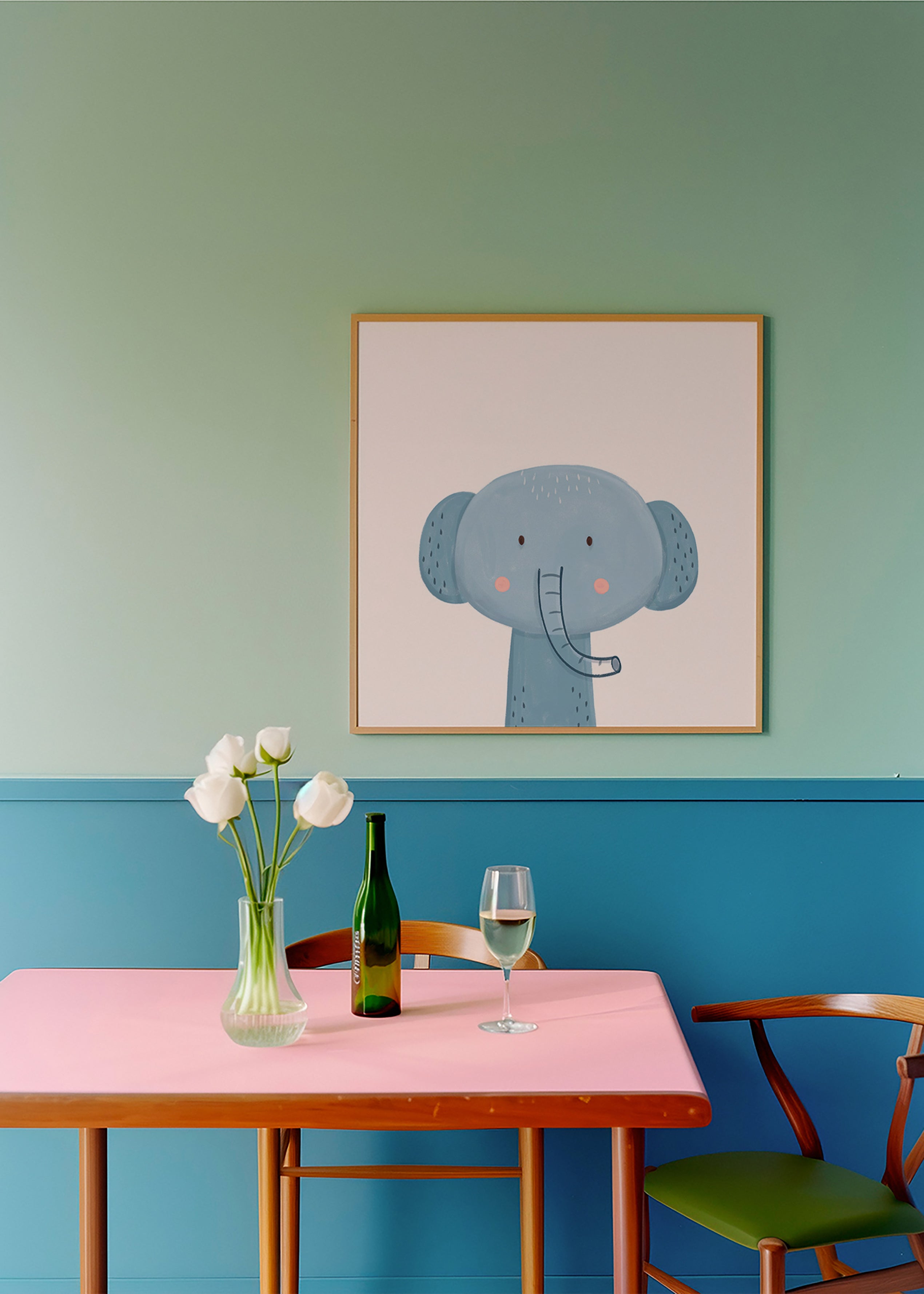 Children's print cheerful blue elephant