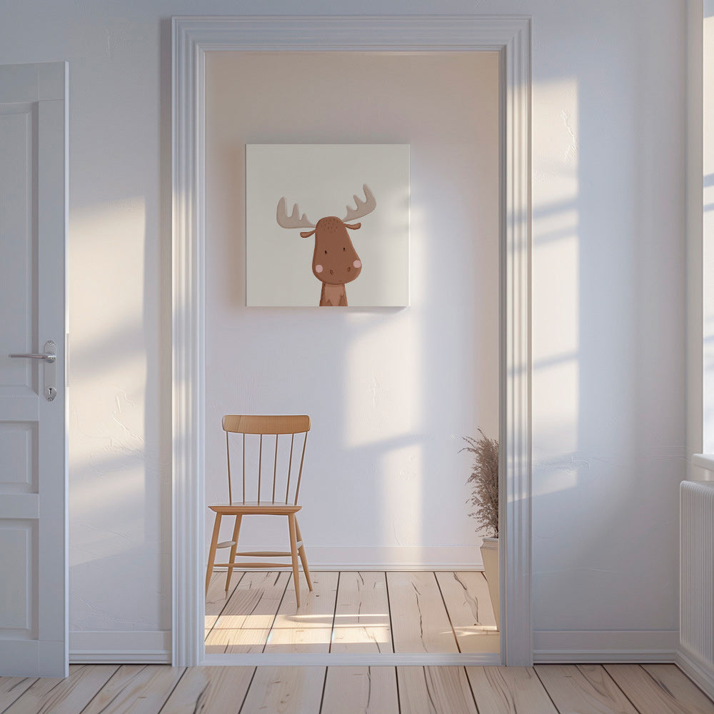 Moose illustration for kids with soft background