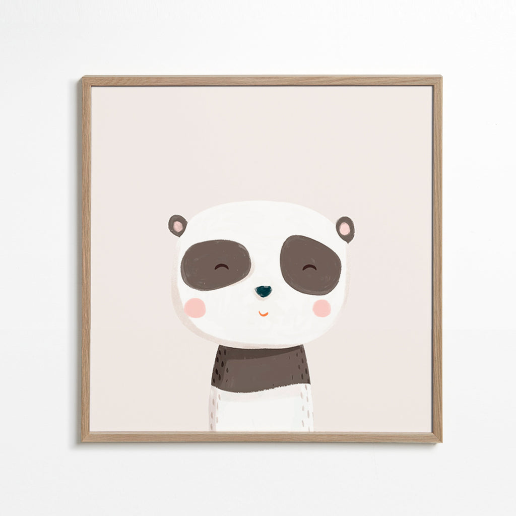 Lámina infantil panda dulce ilustrada – Oak Frame