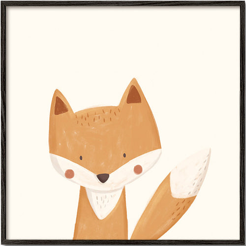 Cuadro zorro ilustrado adorable – Black Frame