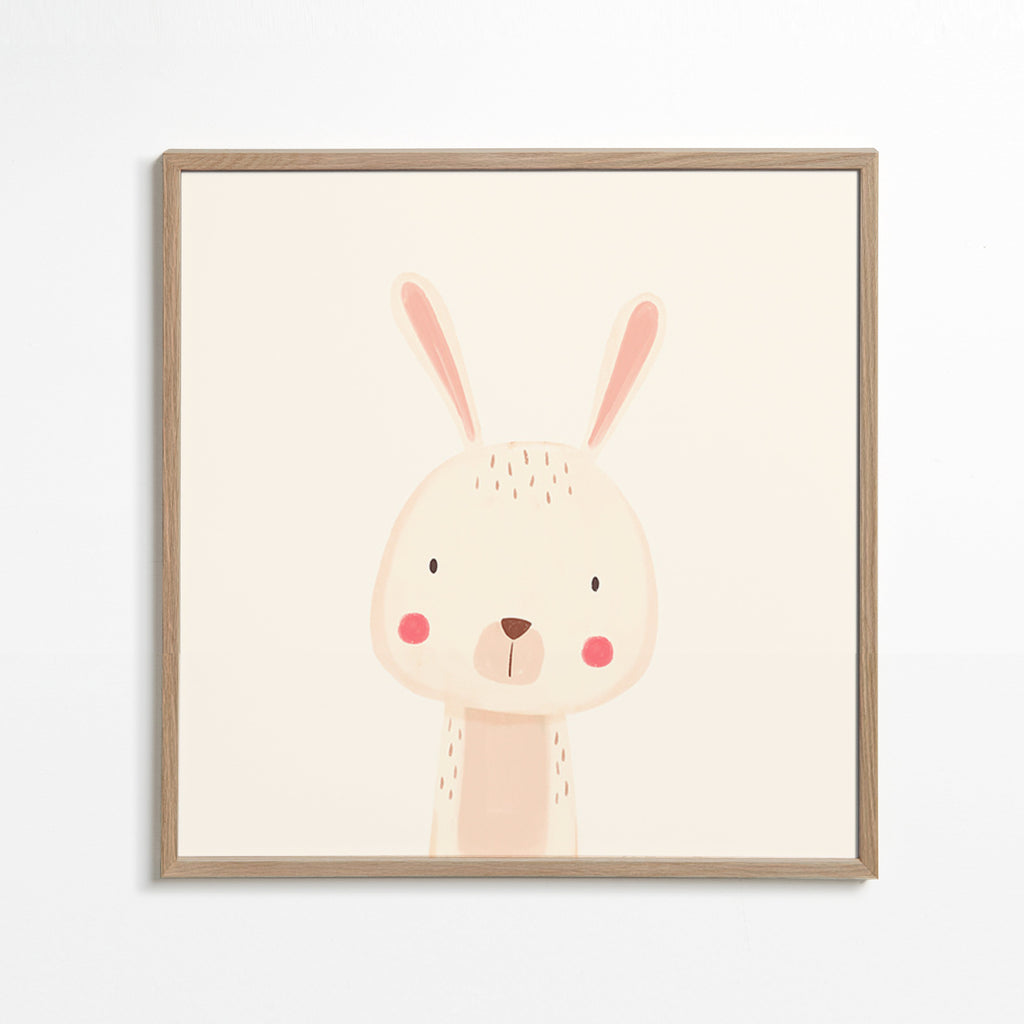 Lámina infantil con conejo tierno – Oak Frame