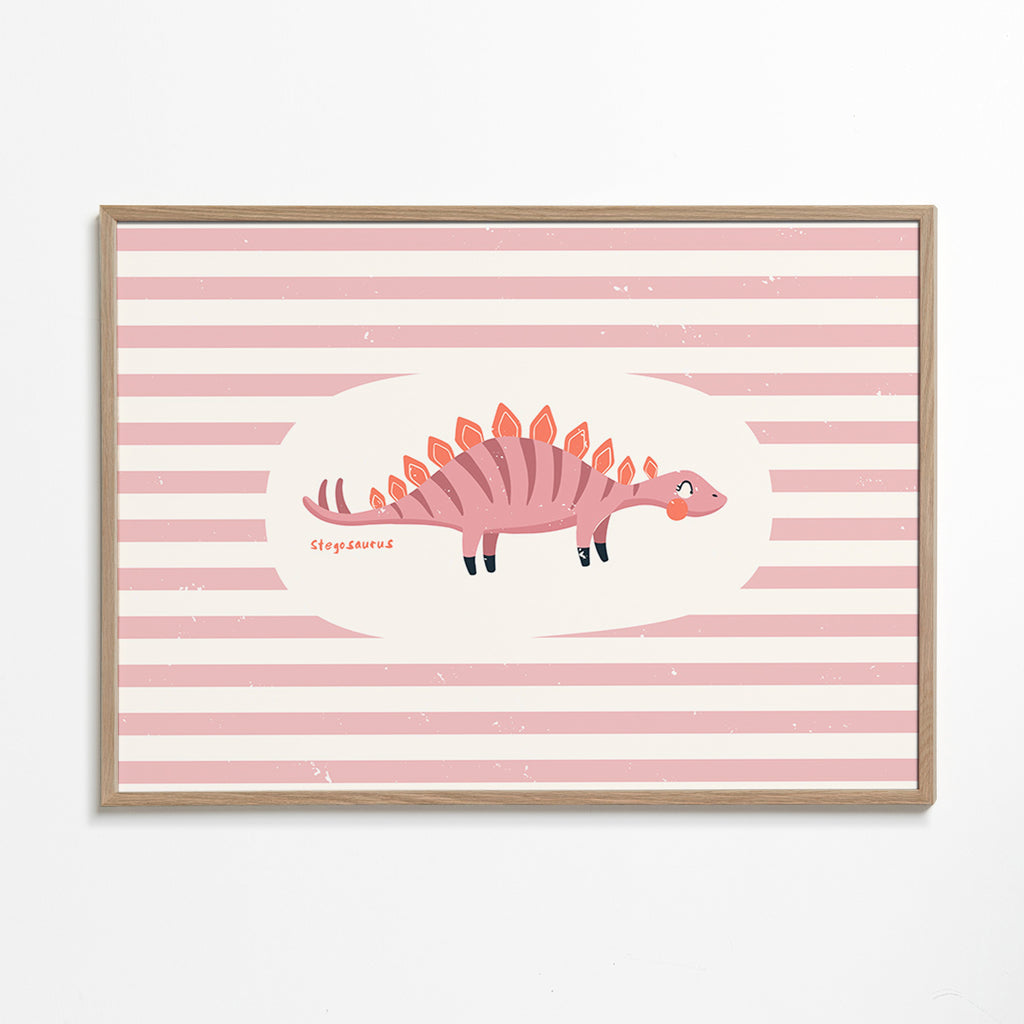 Kids print Stegosaurus on pastel stripes