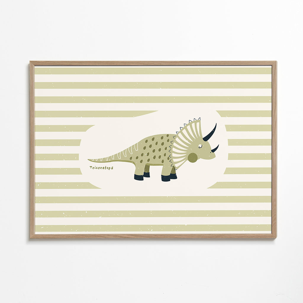 Lámina infantil Triceratops verde – Oak Frame