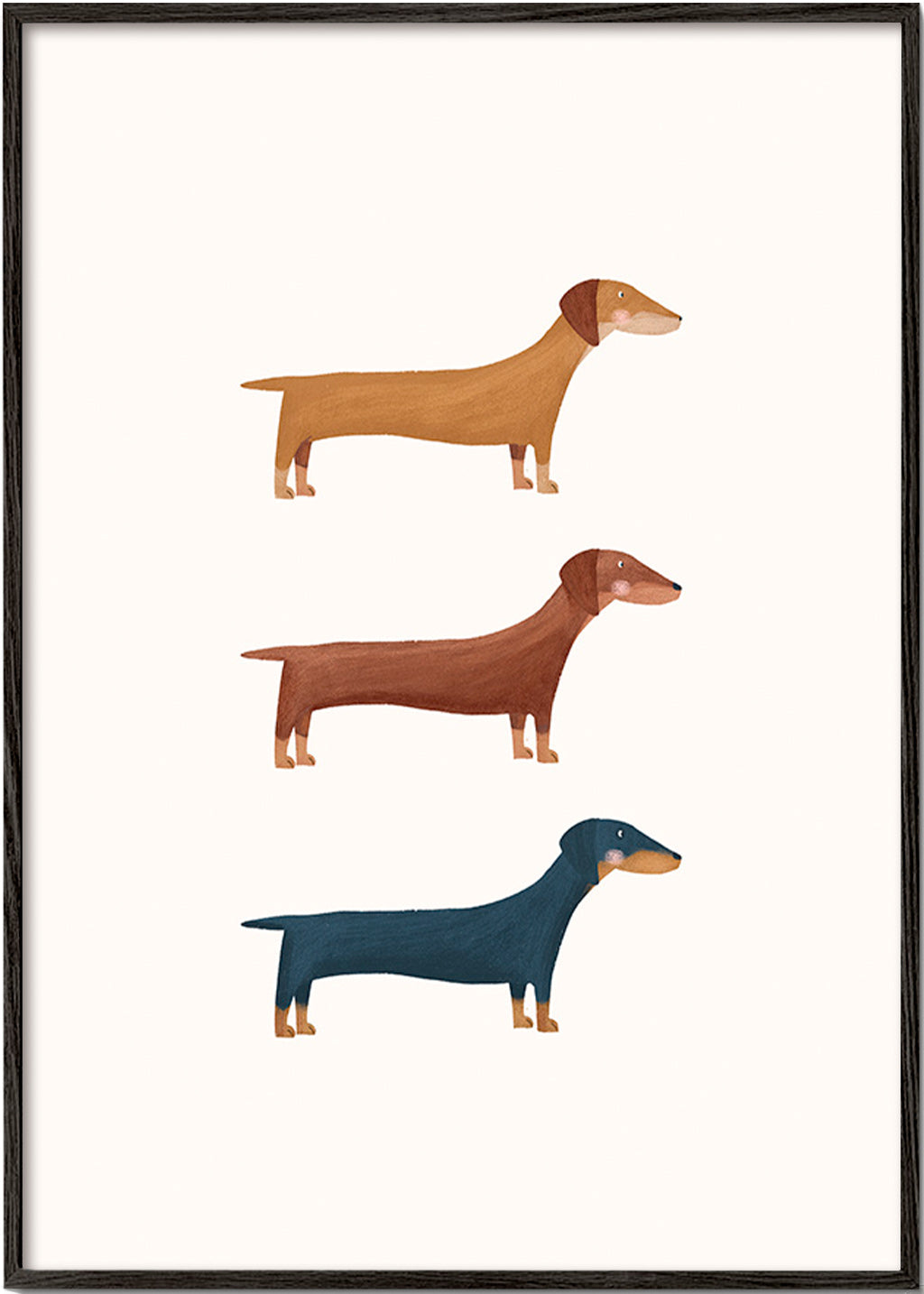 Artwork of three dachshunds