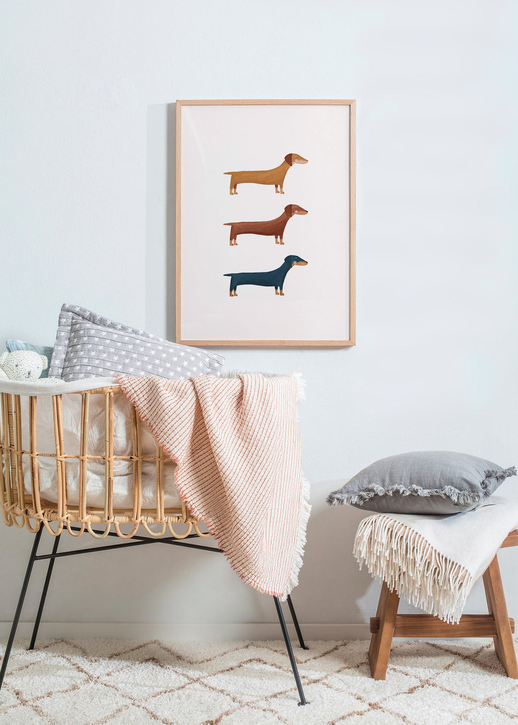 Artwork of three dachshunds