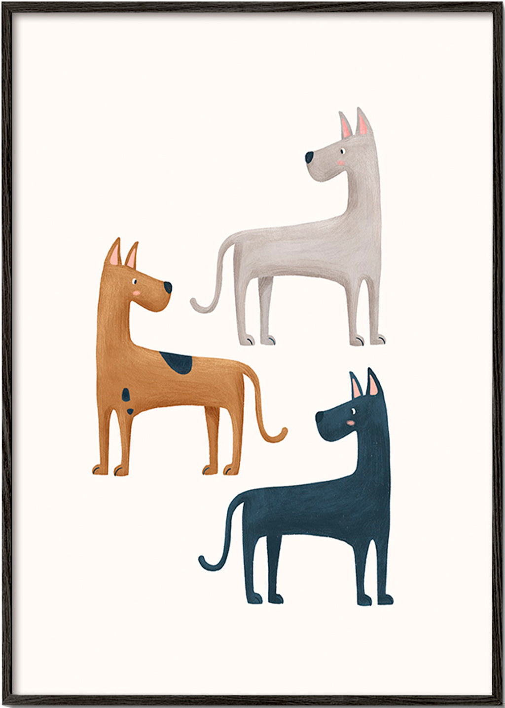 Animal artwork trio of dogs