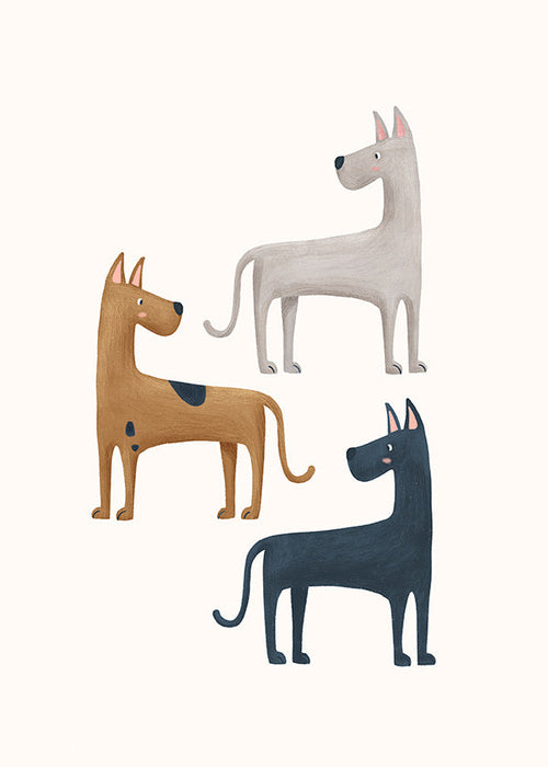 Animal artwork trio of dogs