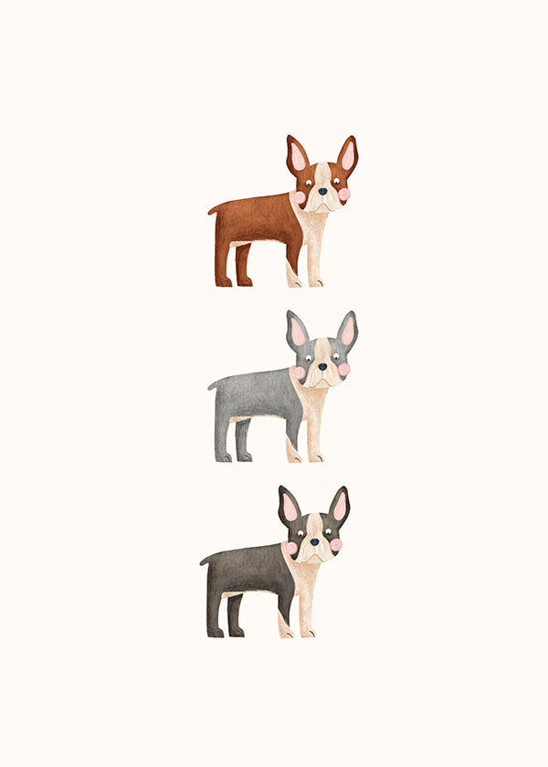 Cuadro Boston Terrier en fila vertical