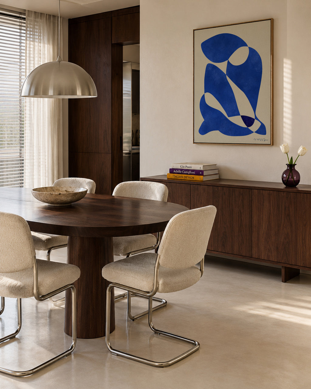 Blue Nude - Framed canvas in an interior