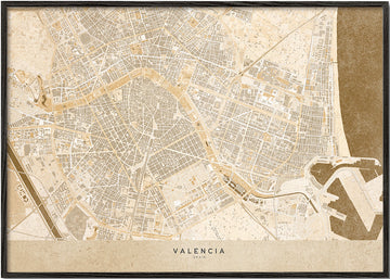 Sepia vintage map of Valencia