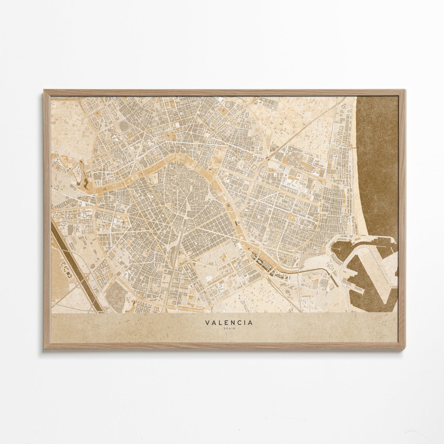 Sepia vintage map of Valencia